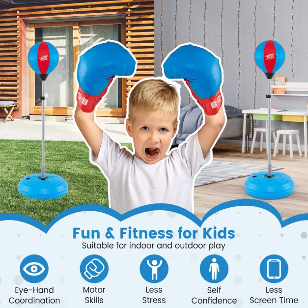 Punchingball 120-154cm height adjustable standing boxing ball punching bag set boxing set children blue