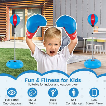 Punchingball 120-154cm height adjustable standing boxing ball punching bag set boxing set children blue