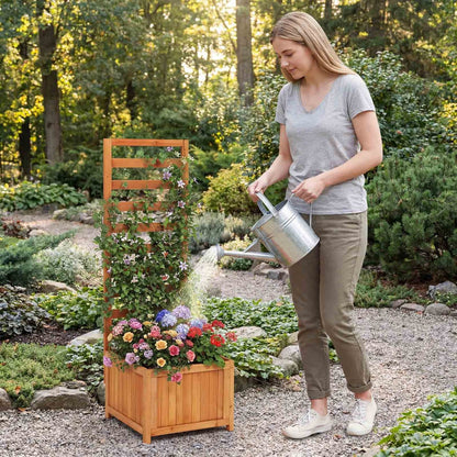 123 cm Tall Elevated Planter Box with Drainage Holes and Gaps-Orange