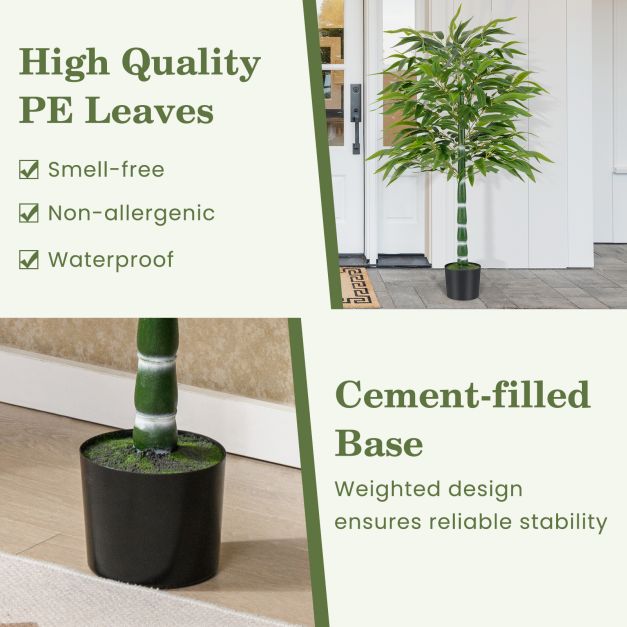 125 CM Artificial Bamboo Tree Set of 2 with Plastic Nursery Pot and Adjustable Branches