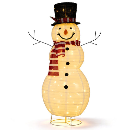 127 CM Lighted Christmas Snowman with Top Hat and Branch Arms for Holiday Decor