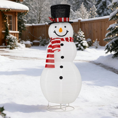 127 CM Lighted Christmas Snowman with Top Hat and Branch Arms for Holiday Decor