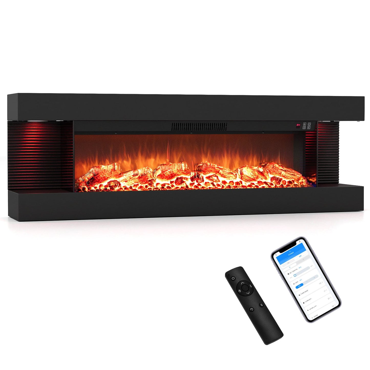 127cm 3-Sided Wall Mount Electric Fireplace with 50" Floating Mantel for Indoor-127cm