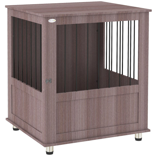 PawHut Dog Crate Table dla średnich i dużych psów z magnetycznymi drzwiczkami do użytku wewnątrz pomieszczeń, 60 x 55 x 70 cm, fioletowy