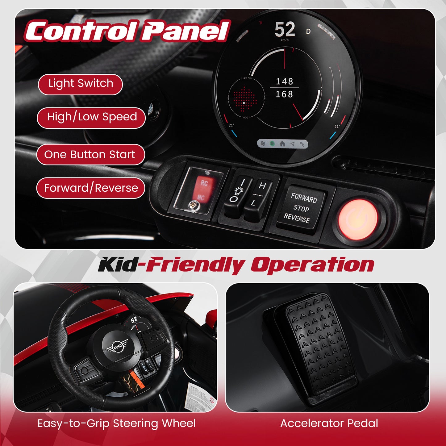 12V Electric Kids Ride on Car BMW MINI Licensed with Remote Control-Black