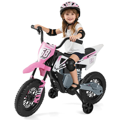 12V Kids Dirt Bike with Twist Throttle Grip Electric Motorcycle with Music-Pink