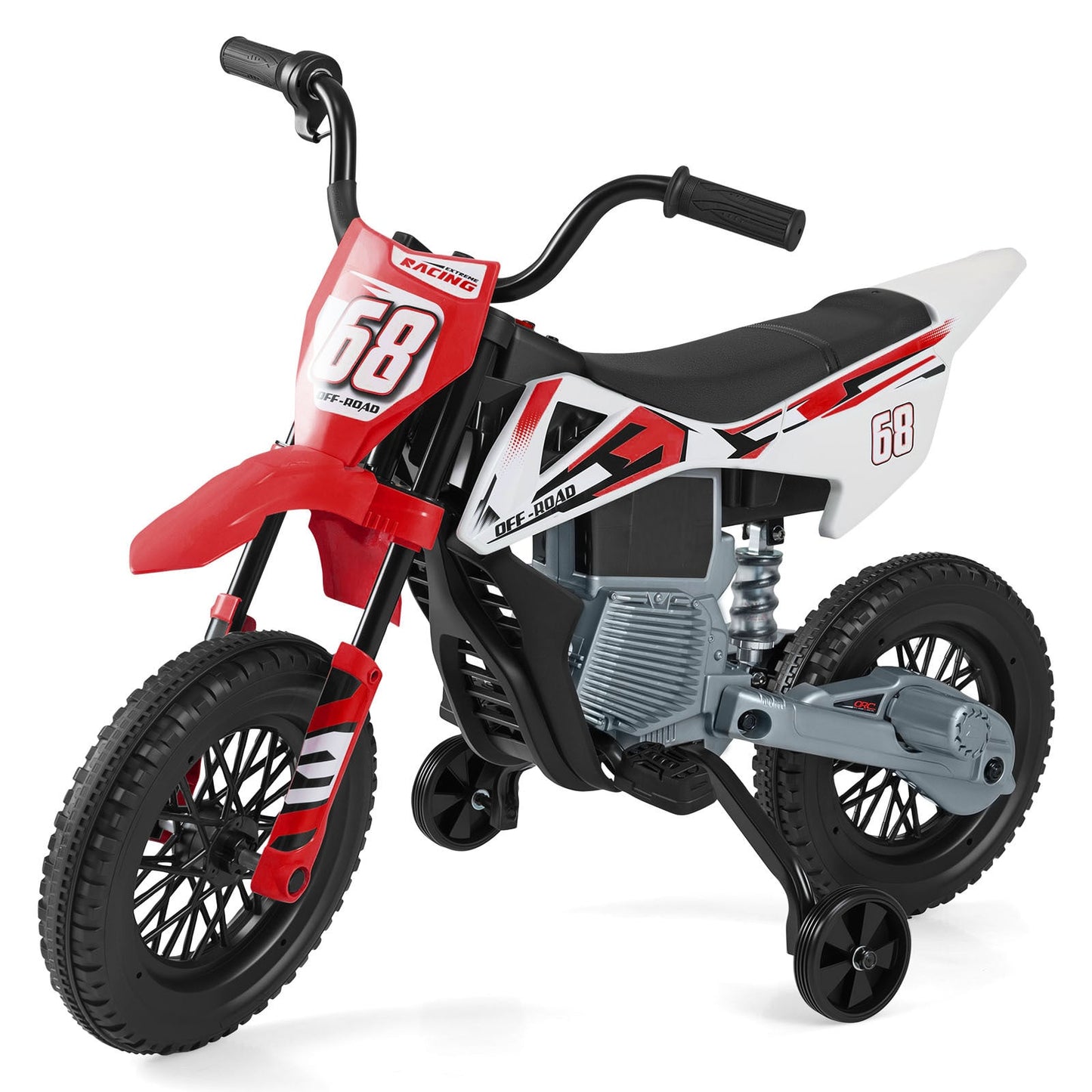 12V Kids Dirt Bike with Twist Throttle Grip Electric Motorcycle with Music-Red