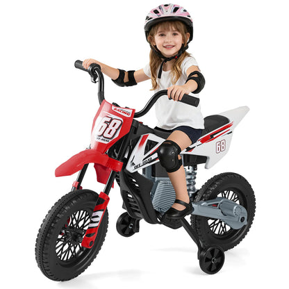12V Kids Dirt Bike with Twist Throttle Grip Electric Motorcycle with Music-Red