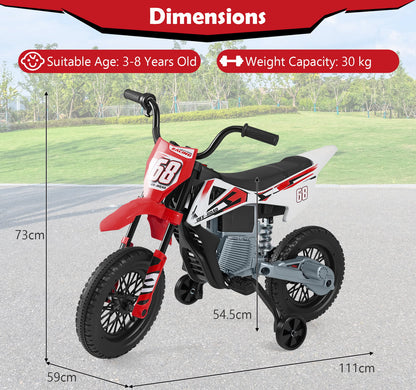 12V Kids Dirt Bike with Twist Throttle Grip Electric Motorcycle with Music-Red