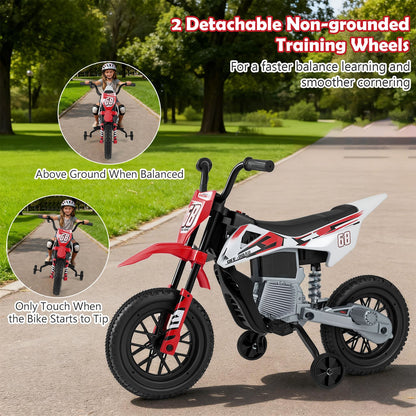 12V Kids Dirt Bike with Twist Throttle Grip Electric Motorcycle with Music-Red
