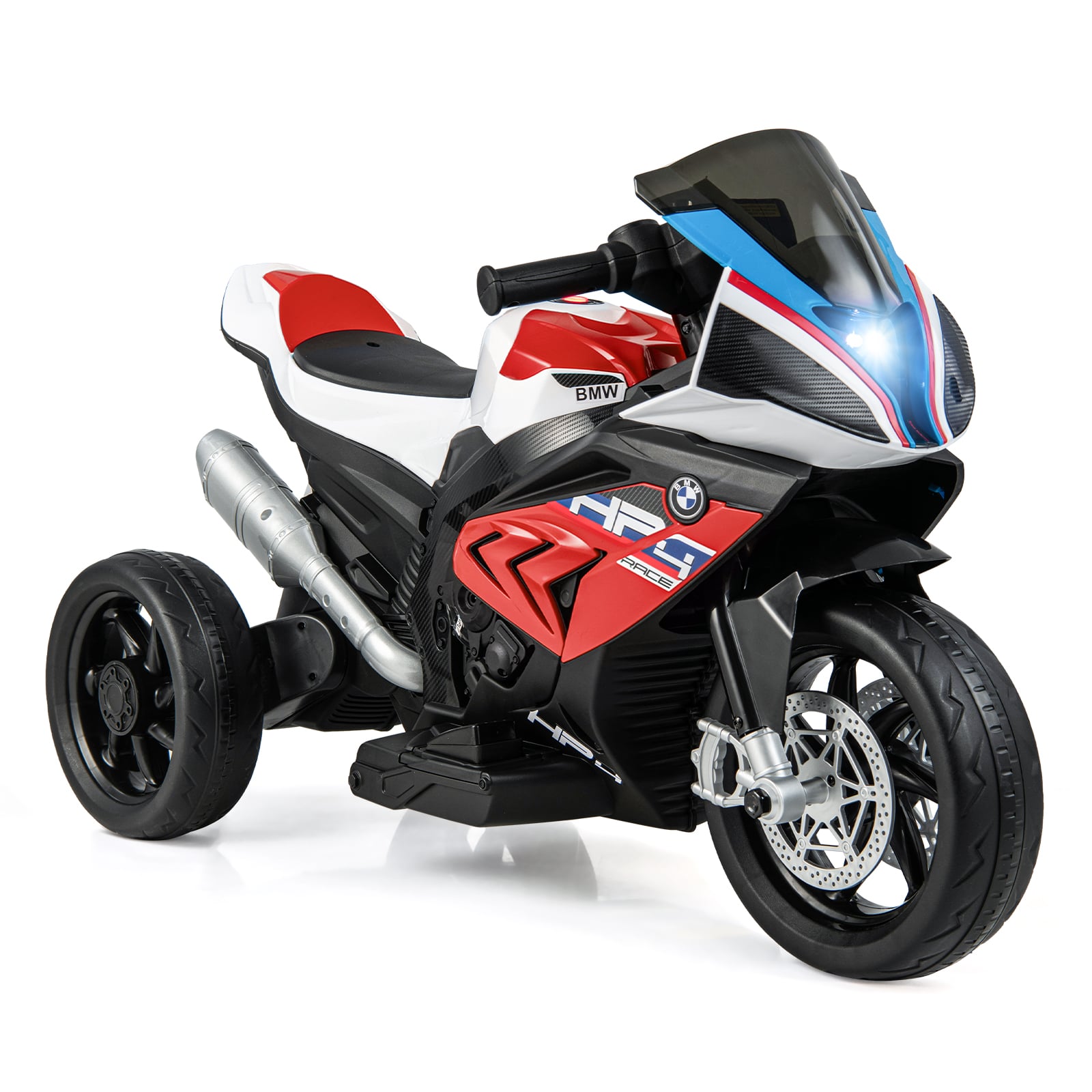 12V Kids Motorcycle Ride-On Toy with Music and Headlight-Red