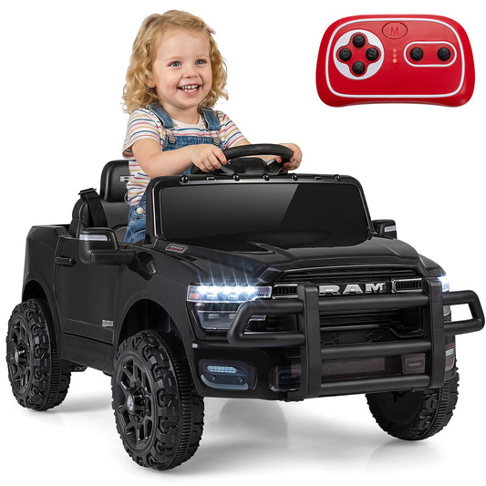 12V Kids Ride On Car with Remote Control and LED Lights-Black