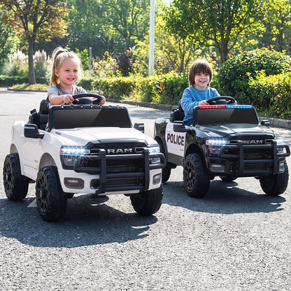12V Kids Ride On Car with Remote Control and LED Lights-White
