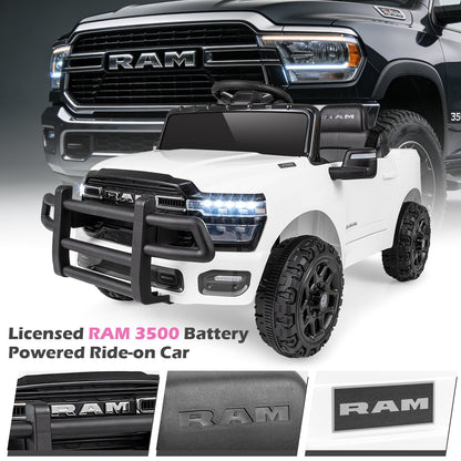 12V Kids Ride On Car with Remote Control and LED Lights-White