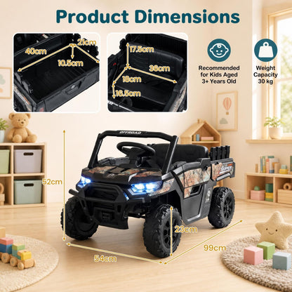 12V Kids Ride on Car with Dual 50W Motors and Remote Control-Black