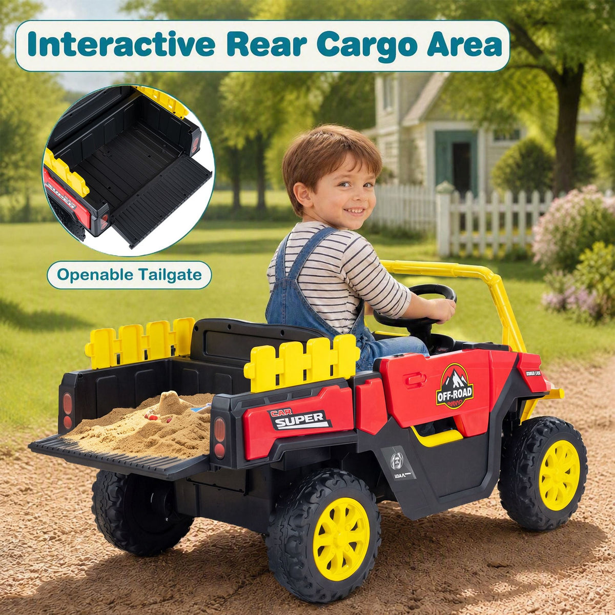 12V Kids Ride on Car with Dual 50W Motors and Remote Control-Red