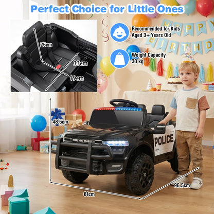 12V Licensed RAM 3500 Electric Vehicle with Remote Control Horn and Wireless Connection-Black