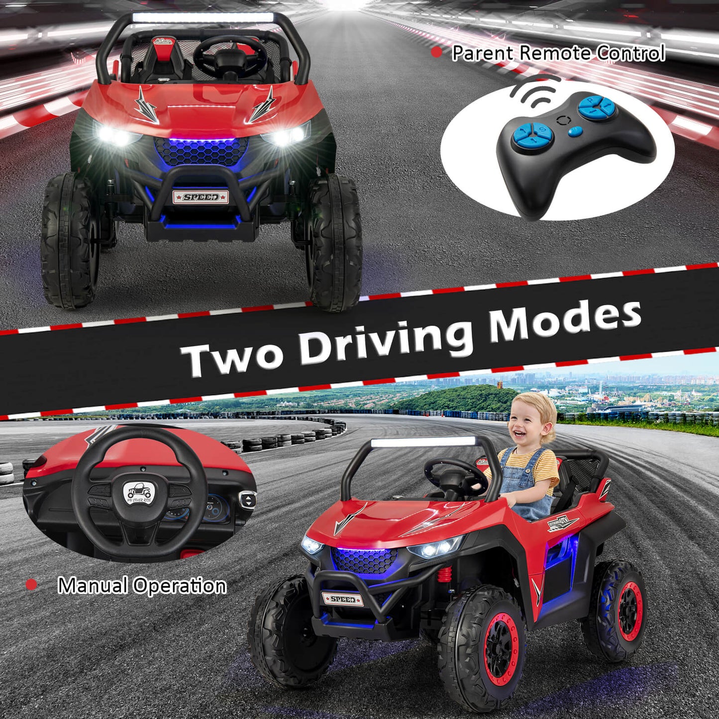 12V Kids Ride on UTV 2-Seater Electric Car with Remote Control-Red