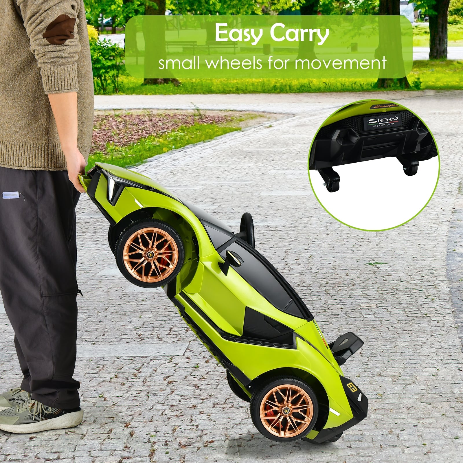 12V Battery Powered Electric Vehicle with Remote Control and LED Lights-Green