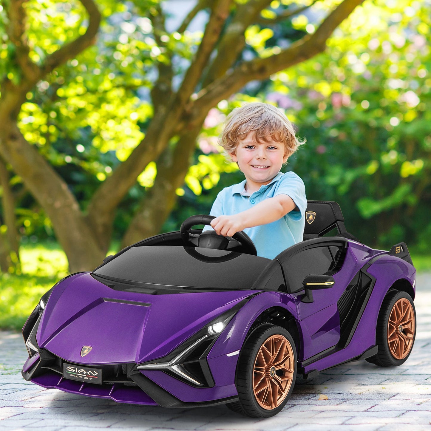 12V Battery Powered Electric Vehicle with Remote Control and LED Lights-Purple