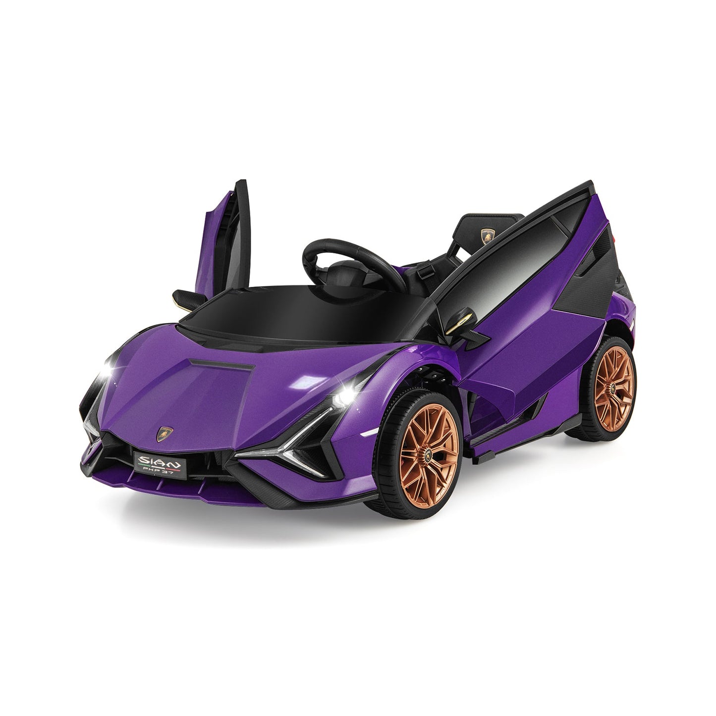 12V Battery Powered Electric Vehicle with Remote Control and LED Lights-Purple