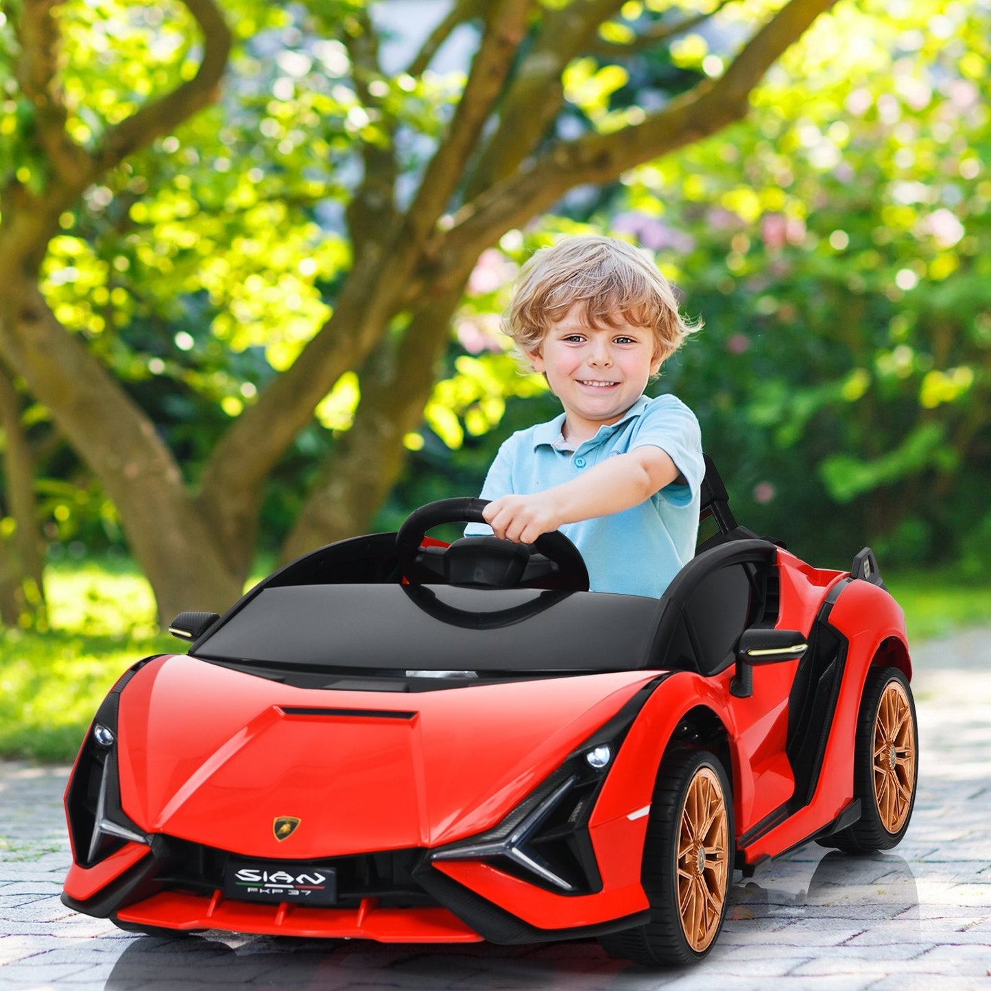 12V Battery Powered Electric Vehicle with Remote Control and LED Lights-Red