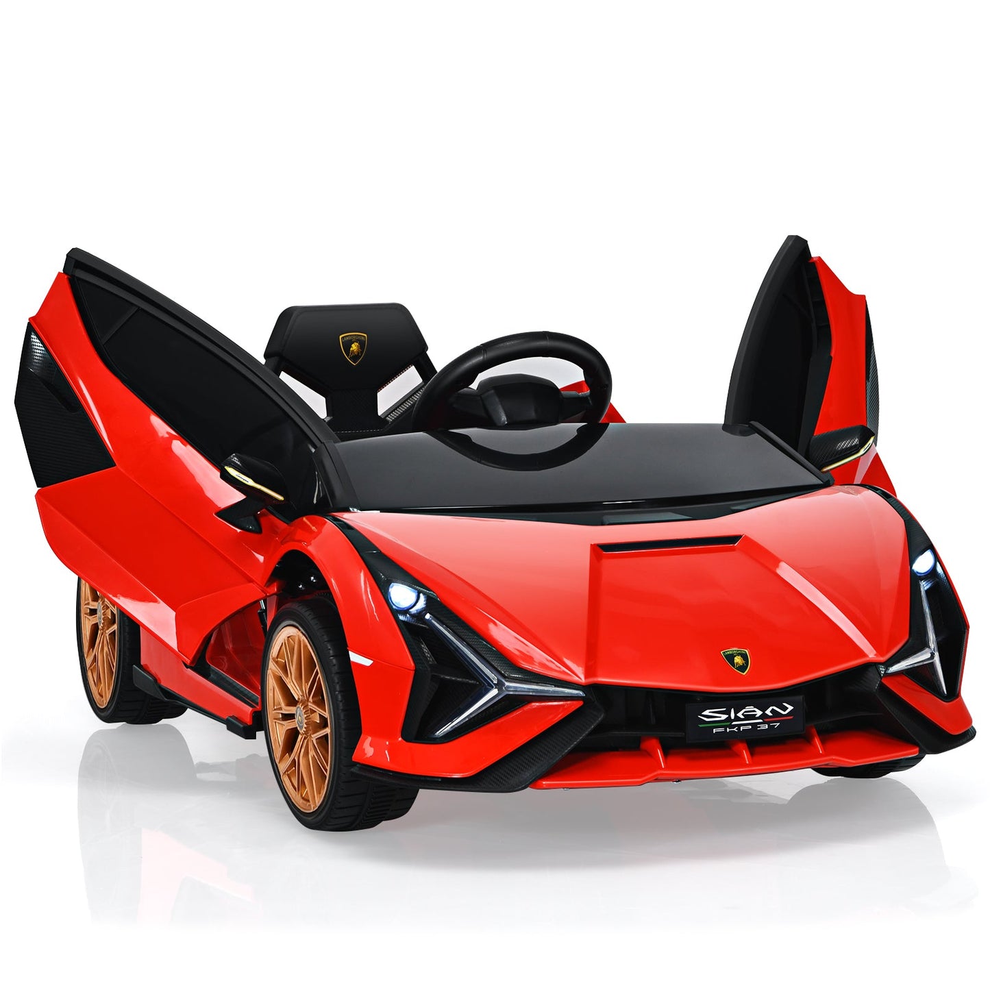 12V Battery Powered Electric Vehicle with Remote Control and LED Lights-Red