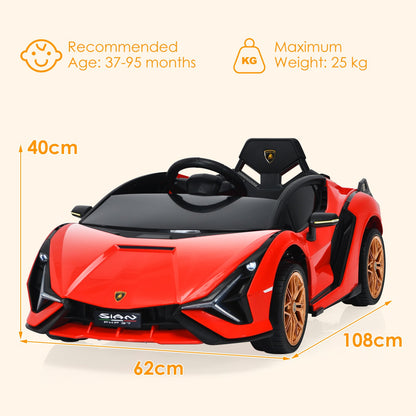 12V Battery Powered Electric Vehicle with Remote Control and LED Lights-Red