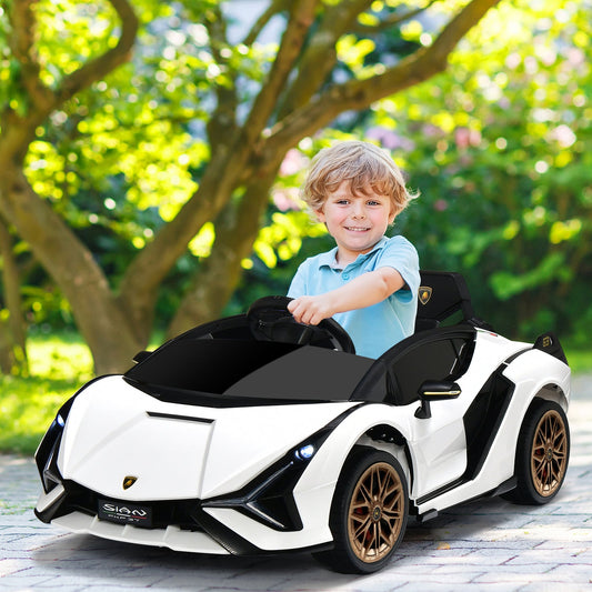 12V Battery Powered Electric Vehicle with Remote Control and LED Lights-White