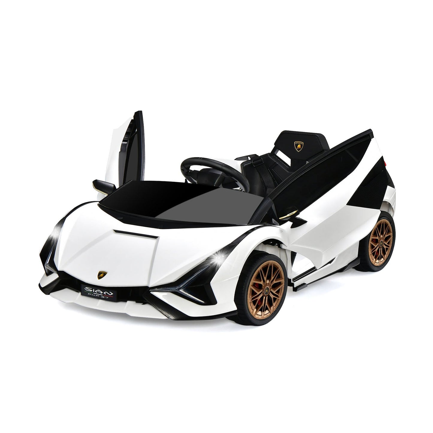 12V Battery Powered Electric Vehicle with Remote Control and LED Lights-White