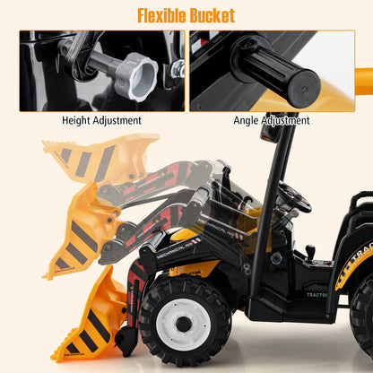 12V Battery Powered Kids Ride on Tractor with Trailer-Yellow