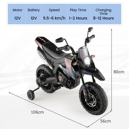 12V Battery Powered Toddler Motorbike with Music for 3-8 Years Old Kids-Navy