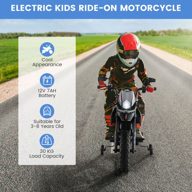12V Battery Powered Toddler Motorbike with Music for 3-8 Years Old Kids-Navy