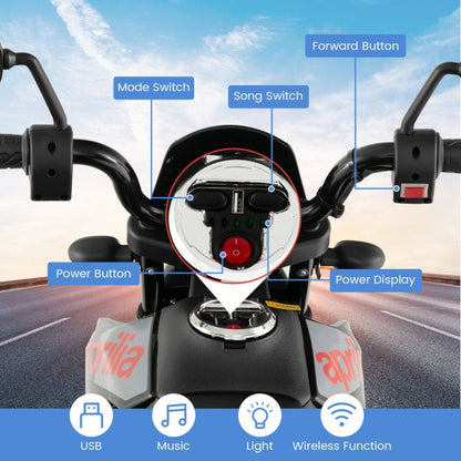 12V Battery Powered Toddler Motorbike with Music for 3-8 Years Old Kids-Navy