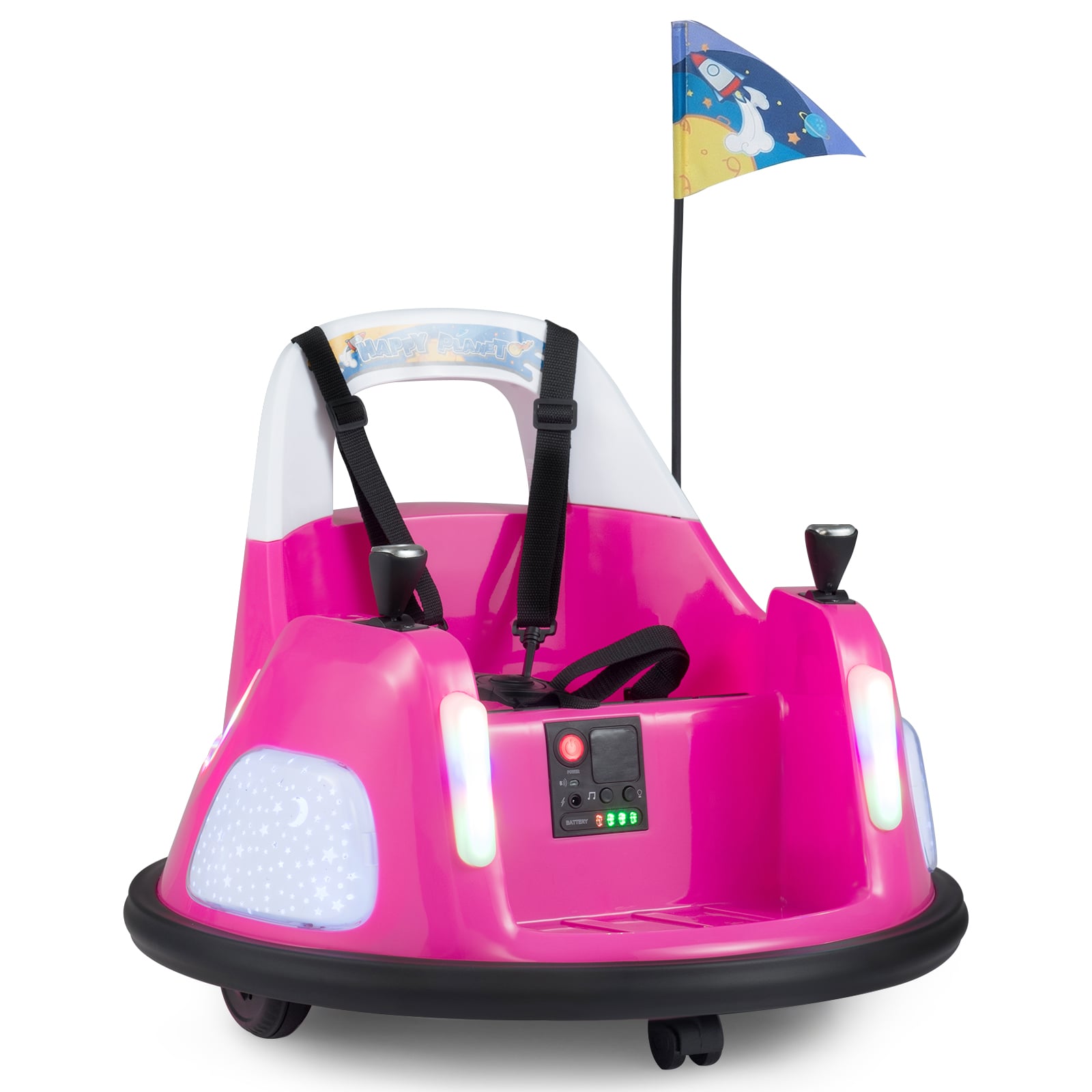 12V Bumper Car for Kids with Remote Control and Lighting Modes-Pink
