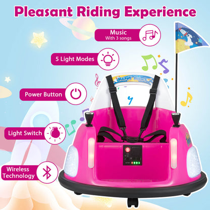 12V Bumper Car for Kids with Remote Control and Lighting Modes-Pink