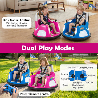 12V Bumper Car for Kids with Remote Control and Lighting Modes-Pink