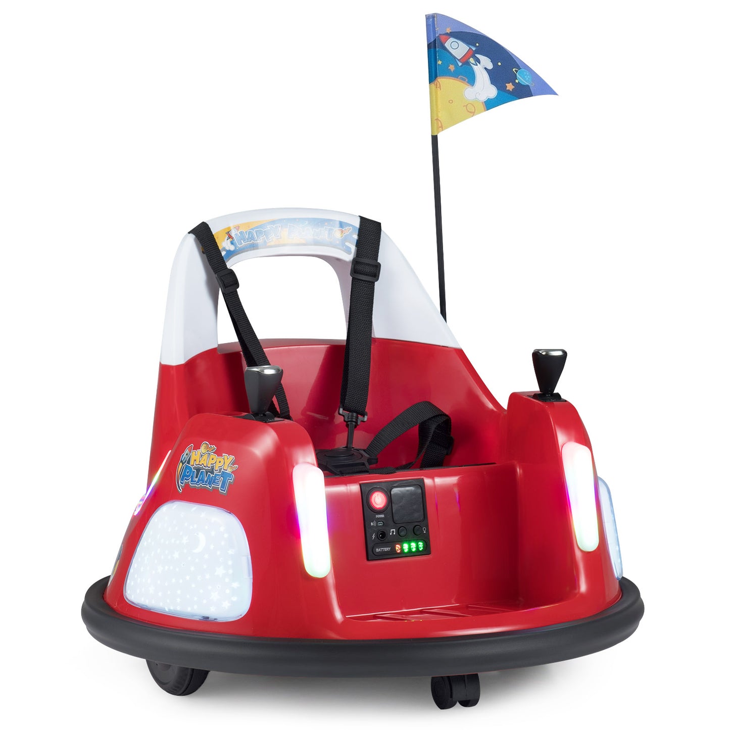 12V Bumper Car for Kids with Remote Control and Lighting Modes-Red