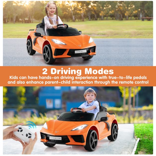 12V Electric Kids Ride On Car with Remote Control and Lights-Orange