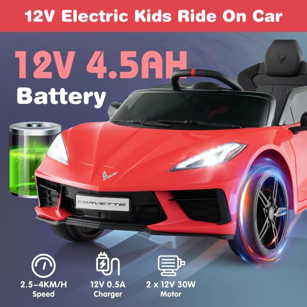 12V Electric Kids Ride On Car with Remote Control and Lights-Red
