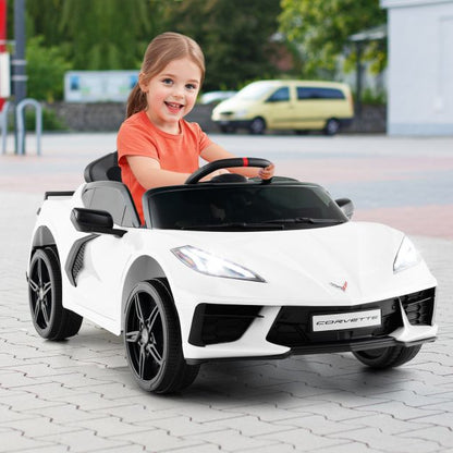 12V Electric Kids Ride On Car with Remote Control and Lights-White