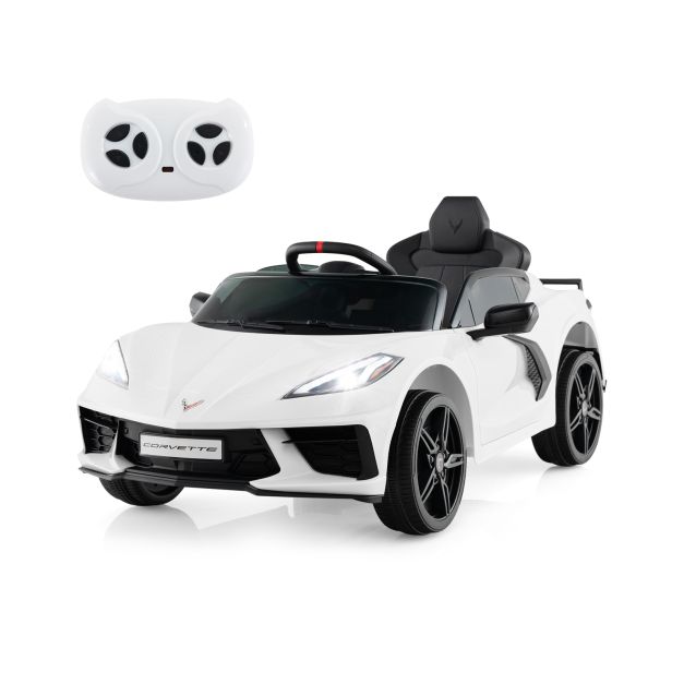 12V Electric Kids Ride On Car with Remote Control and Lights-White