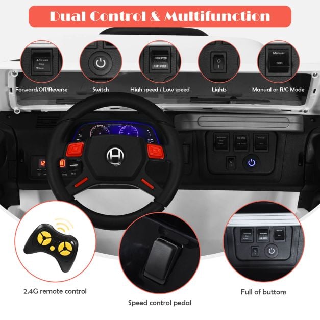 12V Electric Kids Ride On Truck with Remote Control-White