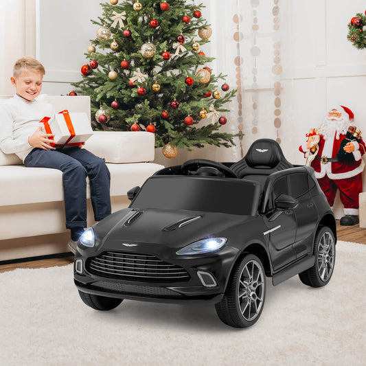12V Kids Ride on Vehicle Aston Martin Licensed with Horn and Taillights-Black