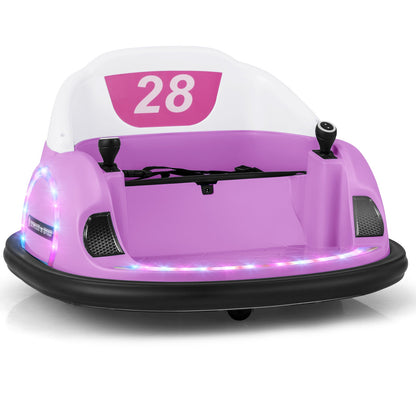 12V Kids Ride on Bumper Car with Flashing Lights and Remote Control-Pink