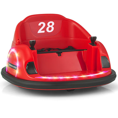 12V Kids Ride on Bumper Car with Flashing Lights and Remote Control-Red
