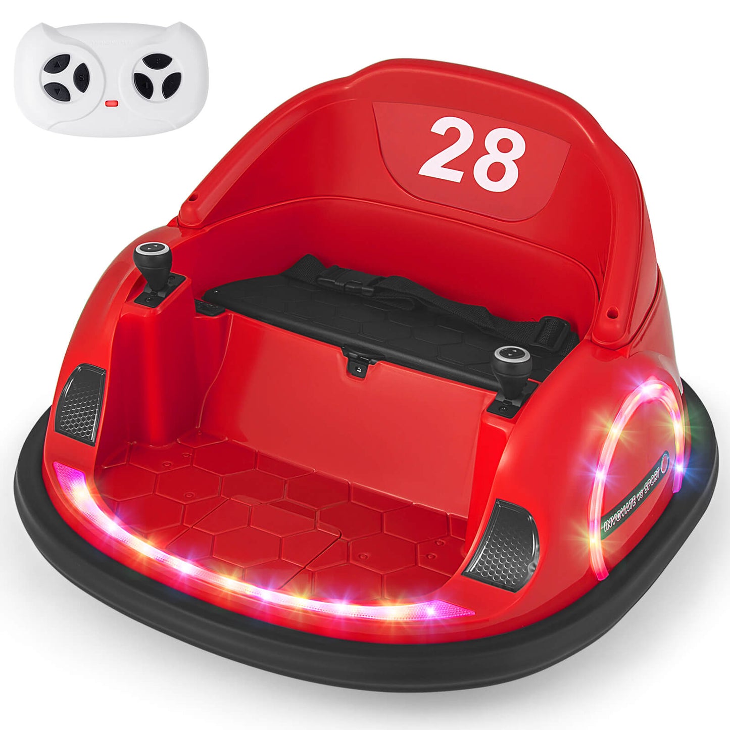 12V Kids Ride on Bumper Car with Flashing Lights and Remote Control-Red