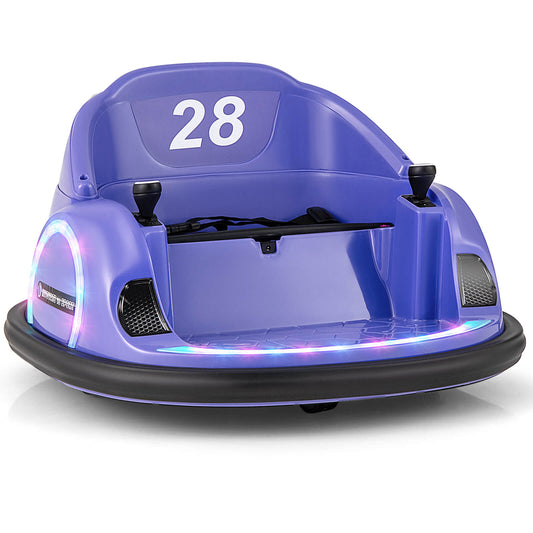 12V Kids Ride on Bumper Car with Flashing Lights and Remote Control-Purple