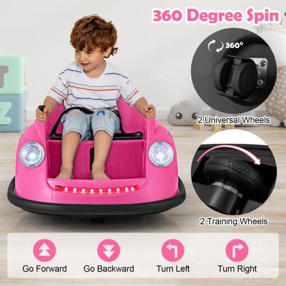 12V Kids Ride on Bumper Car with Remote Control and Music-Pink