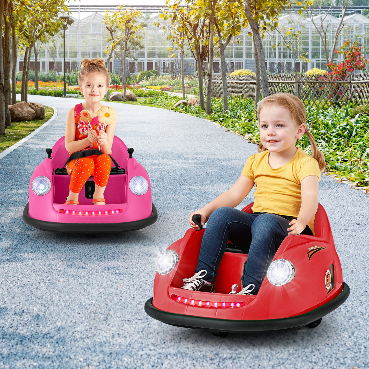 12V Kids Ride on Bumper Car with Remote Control and Music-Red
